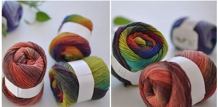 Rainbow 100% Woolby crochet Yarn