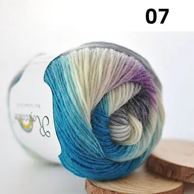 Rainbow 100% Woolby crochet Yarn