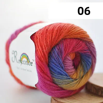 Rainbow 100% Woolby crochet Yarn