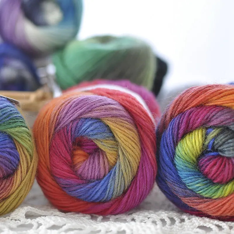 Rainbow 100% Woolby crochet Yarn