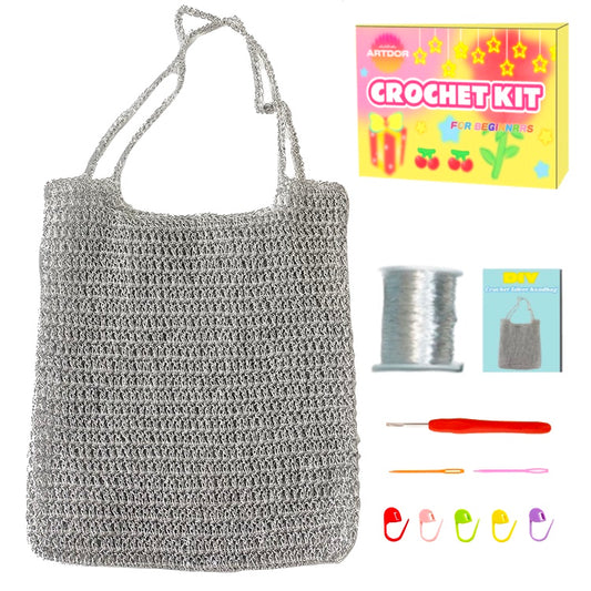 DIY Handbag Kit: Elegant Silver Handbag Crochet Kit - Artdor Artdor