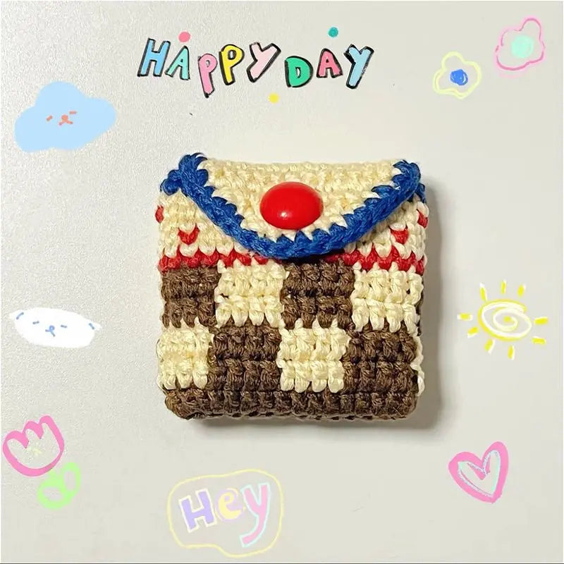 Colourful Grid Pattern Earphone Bag Crochet Kit - Artdor