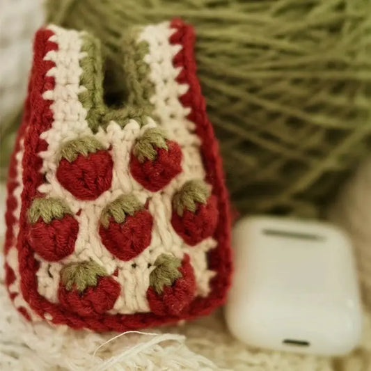 Colorful Strawberry Earphone Bag Crochet Kit with Premium Yarn