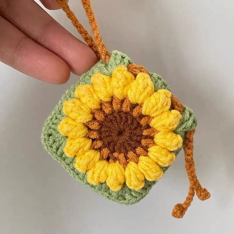 Sunflower AirPods Bag Crochet Kit Featuring a Detailed Pattern Guide